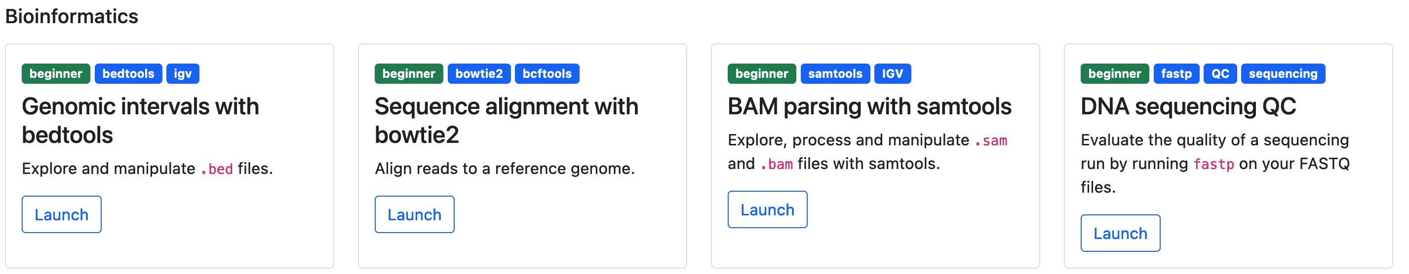 sandbox.io tutorials available for Bioinformatics