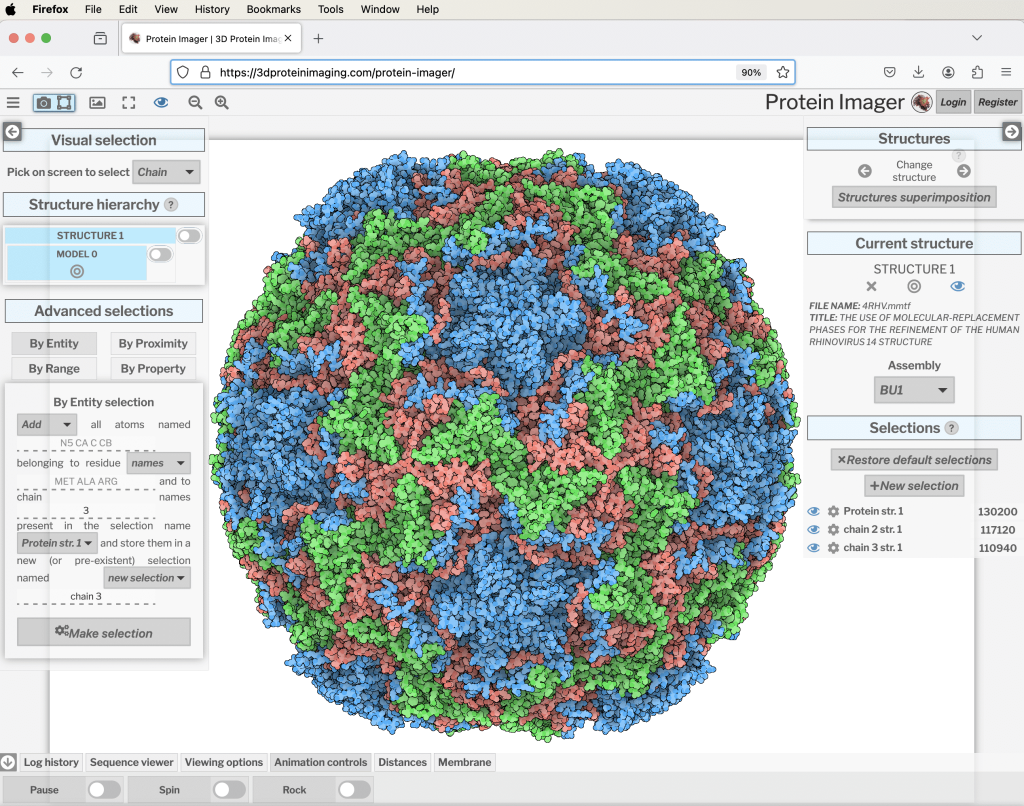 3d protein imaging full screen web interface